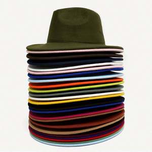 Chapeau Fedora Classique en Feutre à Large Bord, 21 Couleurs Disponibles, Motif Imprimé, Décoration Ruban, Unisexe pour Fêtes - Vente en Gros - Product Image 5
