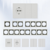 Interrupteur et prises électriques muraux contemporains en argent de luxe, norme européenne, à commande tactile, livraison rapide