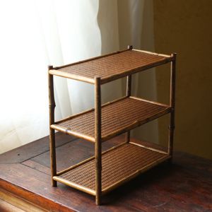 Mesa de té de bambú y ratán morado, armario multiusos, nuevo estante pequeño de estilo Zen chino para exhibir juegos de té y artículos antiguos. - Product Image 3