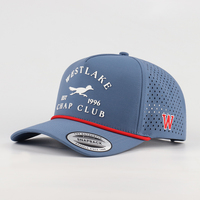 Casquette Sport Imperméable à 5 Panneaux en Polyester avec Trous Découpés au Laser, Gorras de Golf Perforées, Logo Patch en Caoutchouc Personnalisé, Casquette de Baseball Noire