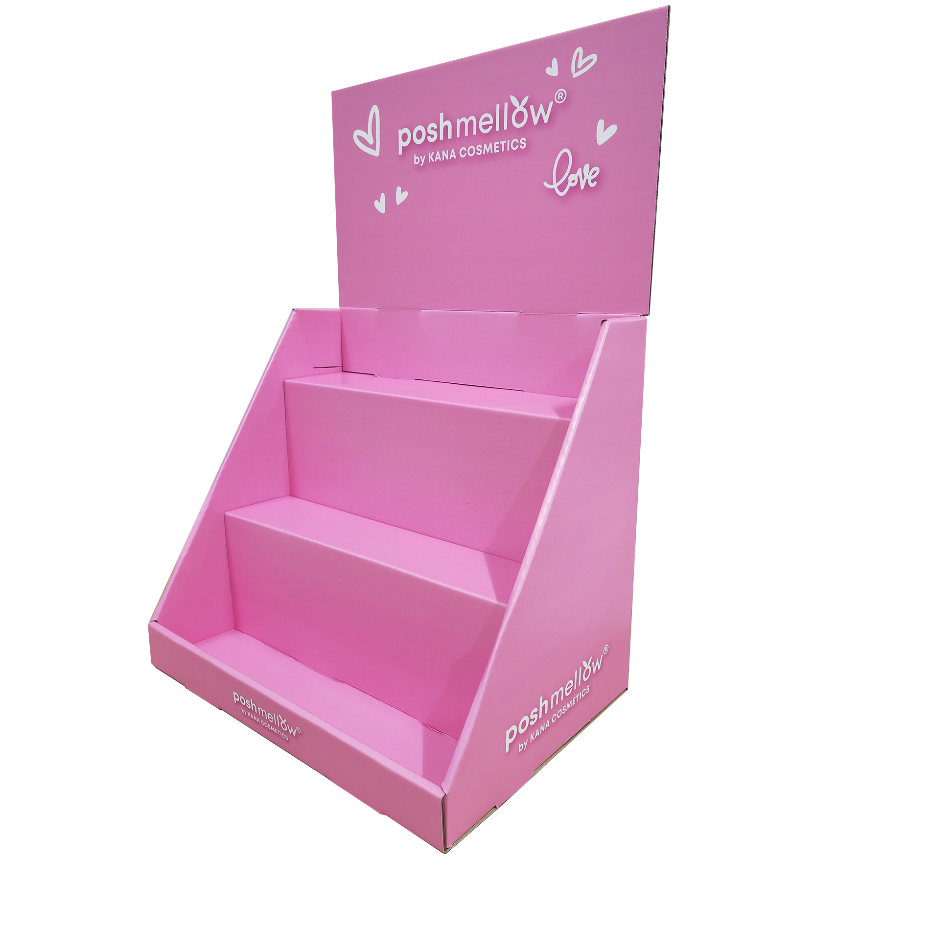 Apache Customized Tabletop Cardboard Layer Cosmetic Display Rack Suitable for Supermarkets — view 3