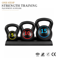 Ensemble de kettlebells ZENJOY pour la musculation à domicile, poids en béton recouverts de HDPE de 5 lb, 10 lb et 15 lb, avec support de rangement