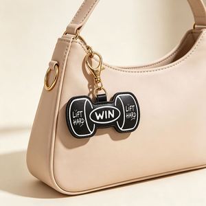 Dumbbell Shape Fitness Keychain Creative PU Leather <b>Key</b> <b>Ring</b> Holder <b>Bag</b> Charm Workout Souvenir Pendant - Product Image 3