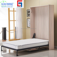 Cadre de lit escamotable mural moderne en acier, gain de place, avec mécanisme de commande électrique à distance, lit-bureau automatique pour hôtel