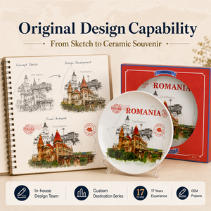 Platos de Cerámica de Recuerdo de <span class=keywords><strong>Rumania</strong></span> con Diseño del <span class=keywords><strong>Castillo</strong></span> de Cluj-Napoca para Regalos Turísticos, Venta al Por Mayor de Fábrica Personalizada - Product Image 4