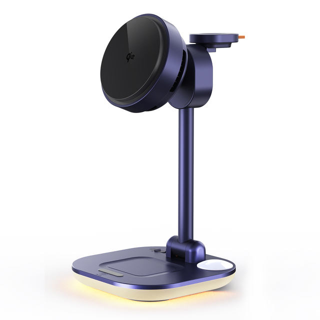 25W 3-in-1 Foldable Magnetic Wireless Charger Stand Night Light for iPhone Smart Watch/Earphone Fast Charging Phone Holder