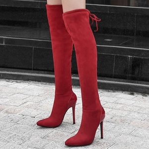 Wholesale China Factory Handmade Women's Lace-Up Autumn/Winter Thigh High Over-the-Knee <b>Boots</b> High Heel Stretch Anti-Slippery - Product Image 1