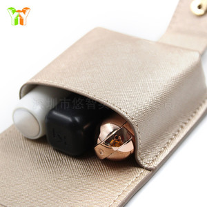 PU leather lipstick case with <b>mirror</b>, portable lipstick pouch for touch-ups, trendy cushion <b>compact</b> storage box, customizable. - Product Image 2