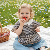 Bavoirs pour bébé à manches longues en PU imperméable, colorés, à prix avantageux, avec logo personnalisé et poche, pour l'alimentation des tout-petits