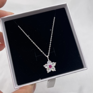 สร้อยคอโลหะประดับเพชรซิคอน GSC-WNJ-Flower  พร้อม NFC  รับทำโลโก้  เครื่องประดับ NFC  โซ่เงินแท้ 925 ขายส่ง - Product Image 4