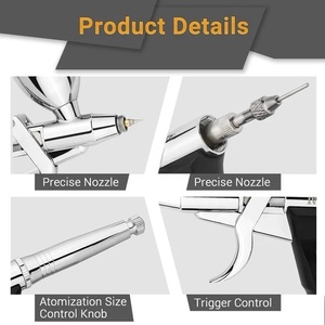 <span class=keywords><strong>Aérographe</strong></span> double action avec compresseur à arrêt automatique 30 psi, pistolet de pulvérisation pour maquillage, peinture à ongles, tatouage, corps, gâteaux, <span class=keywords><strong>voiture</strong></span>, barbier - Product Image 5