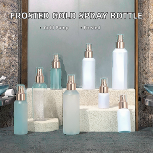 Envase de Plástico PET Esmerilado Cilíndrico de 30ml, 60ml, 100ml, 150ml, 200ml con Cabezal Dosificador Dorado para Tónico, Limpiador Facial, Loción, Impresión Serigrafiada - Product Image 2