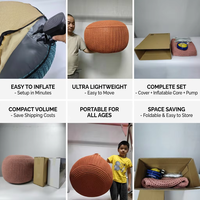 Pouf ottoman rond en polyester tricoté à la main, repose-pieds pour la décoration du salon