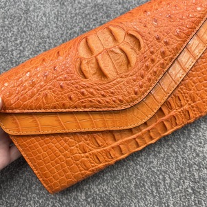 Pochette enveloppe élégante pour femme en peau de crocodile 100% style créateur, sac de soirée chic avec - Product Image 5