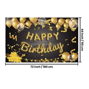 Happy Birthday Backdrop Banner Sign Poster Large Fabric Glitter Balloon Sign Birthday Photo Backdrop For Birthday Party Decor