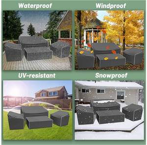 الهندباء الباحة الأثاث يغطي 4 قطعة ، للماء في الهواء الطلق الجدول كرسي يغطي ، مجموعة أريكة خارجية يغطي-رمادي - Product Image 5