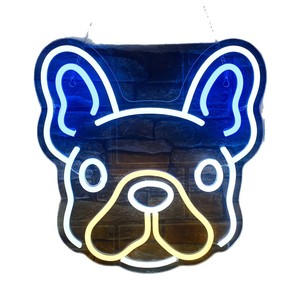Lumière LED néon pour animaux de compagnie, motif chat 'Bite-the-Knife' et chien teckel, en acrylique bleu, décoration murale de chambre, badge lumineux 'Team', à intensité variable - Product Image 5