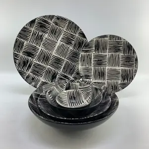 Modisch bedrucktes Design heißer Verkauf Keramik-Geschirr-Sets mit stilvollen Druckmotiven können mit Mustern angepasst werden