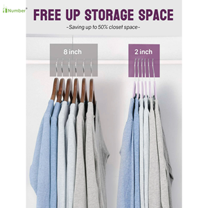 Lot de 50 cintres en velours pour vêtements violets, de qualité en vrac, rentables, avec crochet pivotant à 360 ° et revêtement floqué - Product Image 6