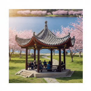 Kit <span class=keywords><strong>de</strong></span> Pérgola <span class=keywords><strong>de</strong></span> Madera para Jardín Chino - Pabellón Tradicional Prefabricado para Casa <span class=keywords><strong>de</strong></span> Té al Aire Libre y Jardín Zen - Product Image 1