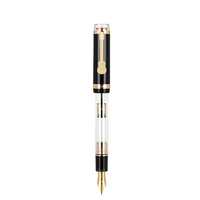 Stylo plume Jinhao 1935 en acrylique transparent, couleur rouge du Musée du Palais avec clip de guitare de luxe et grand convertisseur, stylo à encre de calligraphie