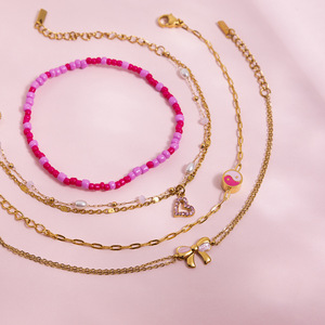 Ensemble de bracelets en forme de cœur, or, acier inoxydable, charme en perle, bijoux pour femmes, cadeau, accessoire de mode - Product Image 4