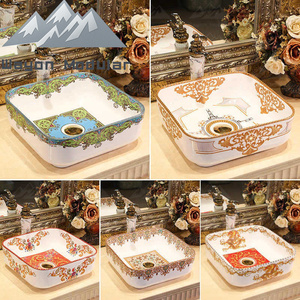 Wayon Artistic Waschbecken Keramik Hand gefertigte europäische Royal Style Arbeits platte Porzellan Waschbecken - Product Image 6