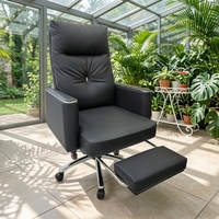 Chaise de bureau ergonomique moderne en aluminium Guanfu en cuir PU, réglable en hauteur, pivotante et confortable pour atelier