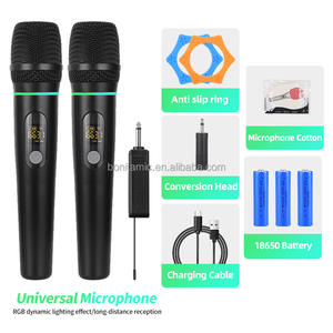 Micrófono Inalámbrico Doble de Mano con Pantalla LED RGB, Altavoz para Exteriores y Máquina de Karaoke, Boomboxes AUX, <span class=keywords><strong>Precio</strong></span> de Fábrica - Product Image 3