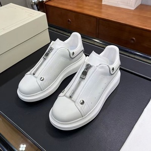 Chaussures de sport décontractées de luxe pour hommes et femmes, blanches, style McQueenes, avec fermeture éclair, plateforme, baskets tendance, chaussures de marche - Product Image 4