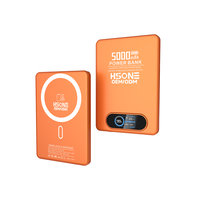 Batterie externe magnétique ultra-mince L154 de 6,7 mm 5000 mAh avec écran couleur TFT, charge rapide sans fil 15W et PD 20W, laser offert