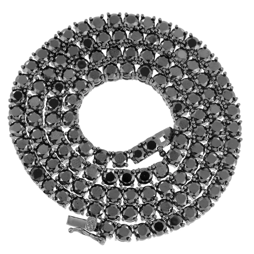 SGARIT takı özel 925 gümüş 4MM siyah taş elmas Moissanite su geçirmez tenis zincir kolye takı