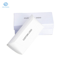 Étui à lunettes de soleil haut de gamme mignon boîte en papier blanc avec étui à lunettes avec logo personnalisé en tissu