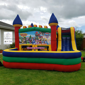 Château gonflable commercial extérieur pour enfants, thème dessin animé <span class=keywords><strong>Patrouille</strong></span>, avec toboggan, <span class=keywords><strong>piscine</strong></span> à balles et souffleur - Product Image 1