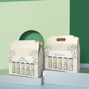 Op Maat Gemaakte Logo Rode Wijn Kraft Papieren Doos Bier Wijn Draagdoos <span class=keywords><strong>2</strong></span> Of <span class=keywords><strong>3</strong></span> Flessen Drankdoos Met Handvat En Raam - Product Image 1