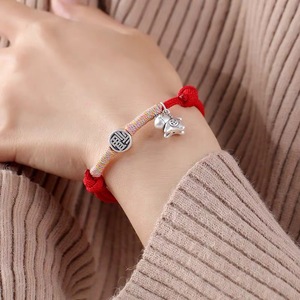 999 Pure <b>Silver</b> Red String Bracelet With Animal <b>Charm</b> For Good Luck And Fortune Gift Unisex Jewelry - Product Image 4