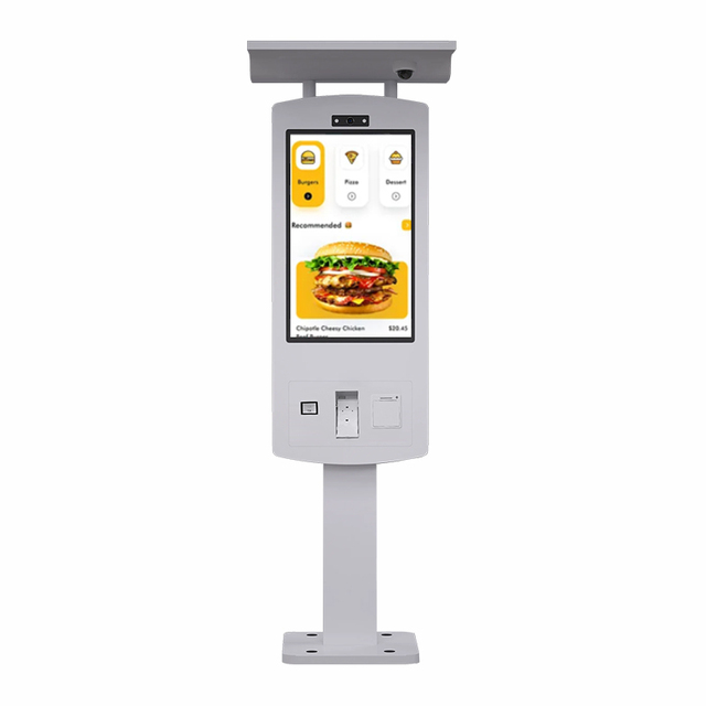 32" Outdoor High Brightness IP65 Waterproof Touch Screen Self Order Payment Kiosk With Roof