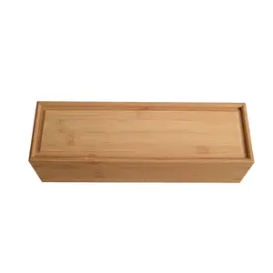 带磁性滑盖的竹制储物盒多用途储物盒礼品木盒