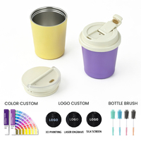 Tasse à café thermique compacte 280 ml de qualité supérieure en acier inoxydable 18/8 à double paroi isolée sous vide avec couvercle anti-déversement à clapet