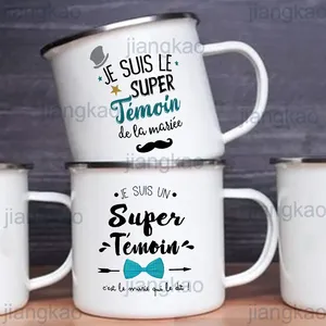 Tazze Smaltate Stampate Super Wintess per Addio al Nubilato, Tazza da Caffè/Vino, Tazza per Testimoni dello <span class=keywords><strong>Sposo</strong></span>, <span class=keywords><strong>Regalo</strong></span> di Fidanzamento/Matrimonio per Testimoni - Product Image 1