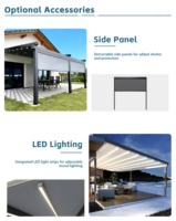 Pérgola de Aluminio Retráctil Independiente para Jardín, Patio Trasero, Villa, Piscina, con Protección Impermeable contra Rayos UV y Lluvia