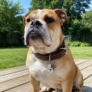 Medaglietta per cani Bulldog in smalto marrone, ciondolo per collare per cani - Product Image 3