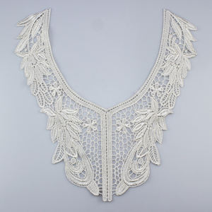 Encaje Químico Guipur para Manualidades, Aplique para Escote, 100% Poliéster, Negro, Blanco, Flores, Cuello de Encaje, Bordado - Product Image 5