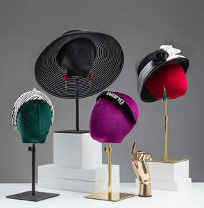 맞춤형 색상 마네킹 헤드 모델 디스플레이 스탠드 테이블탑 모자 디스플레이 랙 가발 벨벳 헤드 마네킹 - Product Image 4