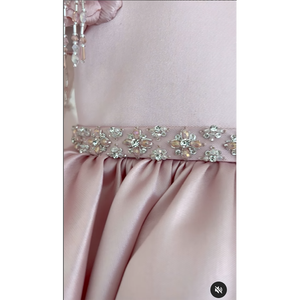Abito <span class=keywords><strong>da</strong></span> Damigella d'Onore di Lusso <span class=keywords><strong>per</strong></span> <span class=keywords><strong>Bambina</strong></span>, in Raso Rosa, Stile Occidentale, <span class=keywords><strong>per</strong></span> Occasioni Speciali, Matrimoni, Feste Formali, Lungo fino a Terra - Product Image 6