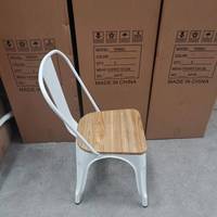 Chaise en métal de Style industriel, chaise de salle à manger en bois en métal de Restaurant, chaise de Tolixes blancs