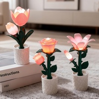 Lampe de table LED d'ambiance créative en forme de champ de tulipes, en ABS, design nordique, faite à la main, bloc de construction, veilleuse