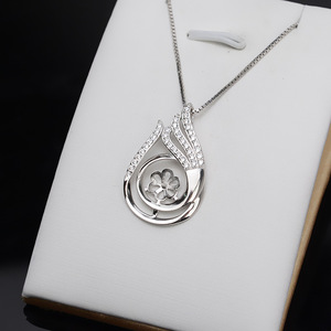 S925 Silver Pendant with Large DIY Semi-Finished Pearl <b>Jewelry</b> <b>Tray</b> 801 Women's Simple Head Pendant with Pearl Charms - Product Image 2