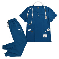 42162 Ensembles d'uniformes médicaux bleu marine en Spandex Nylon, Vêtements en gros pour femmes, Collection Automne