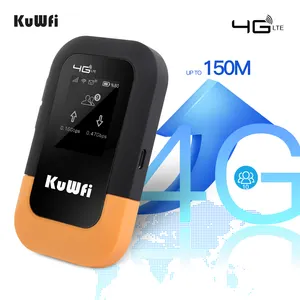 数据限制KuWFi 150Mbps 10用户端口转发袖珍wifi路由器4g lte 4g sim路由器，带3000毫安电池